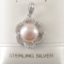 Load image into Gallery viewer, Sterling Silver 925 Pink Pearl &amp; CZ Pendant