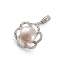 Load image into Gallery viewer, Sterling Silver 925 Pink Pearl &amp; CZ Pendant