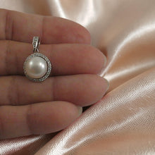 Load image into Gallery viewer, Sterling Silver 925 Pink Pearl &amp; CZ Pendant