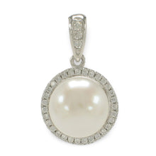 Load image into Gallery viewer, Sterling Silver 925 White Pearl &amp; CZ Pendant