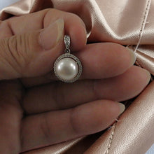 Load image into Gallery viewer, Sterling Silver 925 White Pearl &amp; CZ Pendant