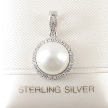 Load image into Gallery viewer, Sterling Silver 925 White Pearl &amp; CZ Pendant