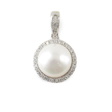 Load image into Gallery viewer, Sterling Silver 925 White Pearl &amp; CZ Pendant