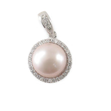 Load image into Gallery viewer, Sterling Silver 925 Pink Pearl &amp; CZ Pendant