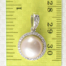 Load image into Gallery viewer, Sterling Silver 925 Pink Pearl &amp; CZ Pendant