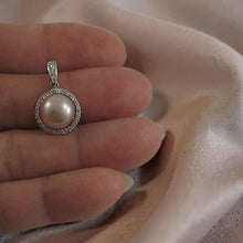 Load image into Gallery viewer, Sterling Silver 925 Pink Pearl &amp; CZ Pendant