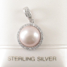 Load image into Gallery viewer, Sterling Silver 925 Pink Pearl &amp; CZ Pendant