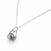 Load image into Gallery viewer, Sterling Silver 925 Wave Black Pearl Pendant
