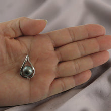 Load image into Gallery viewer, Sterling Silver 925 Wave Black Pearl Pendant
