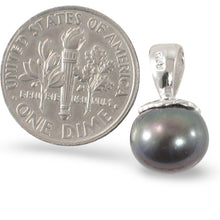 Load image into Gallery viewer, Sterling Silver 925 Black Pearl Pumpkin Pendant