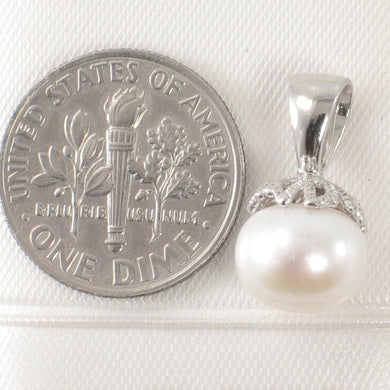 Sterling Silver 925 White/Black/Pink Pearl Pumpkin Pendant