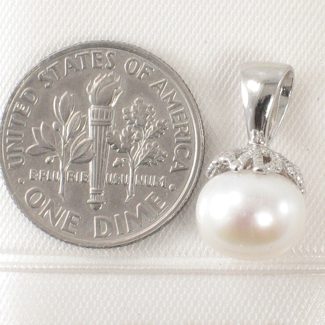 Sterling Silver 925 White/Black/Pink Pearl Pumpkin Pendant