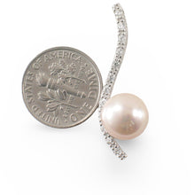 Load image into Gallery viewer, Sterling Silver 925 Water Flow peach Pearl &amp; CZ Pendant