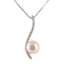 Load image into Gallery viewer, Sterling Silver 925 Water Flow peach Pearl &amp; CZ Pendant