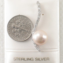 Load image into Gallery viewer, Sterling Silver 925 Water Flow peach Pearl &amp; CZ Pendant