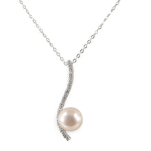 Load image into Gallery viewer, Sterling Silver 925 Water Flow peach Pearl &amp; CZ Pendant