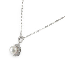 Load image into Gallery viewer, Sterling Silver 925 White Pearl &amp; CZ Pendant