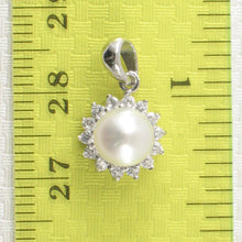 Load image into Gallery viewer, Sterling Silver 925 White Pearl &amp; CZ Pendant
