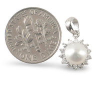 Load image into Gallery viewer, Sterling Silver 925 White Pearl &amp; CZ Pendant