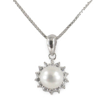 Load image into Gallery viewer, Sterling Silver 925 White Pearl &amp; CZ Pendant