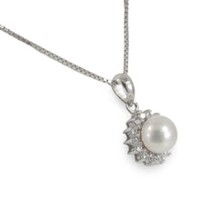 Load image into Gallery viewer, Sterling Silver 925 White Pearl &amp; CZ Pendant
