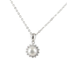 Load image into Gallery viewer, Sterling Silver 925 White Pearl &amp; CZ Pendant