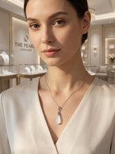 Load image into Gallery viewer, White Cat’s Eye Raindrop Sterling Silver Pendant