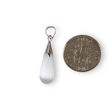Load image into Gallery viewer, White Cat’s Eye Raindrop Sterling Silver Pendant