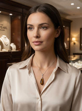 Load image into Gallery viewer, Brown Tiger’s Eye Raindrop Sterling Silver Pendant