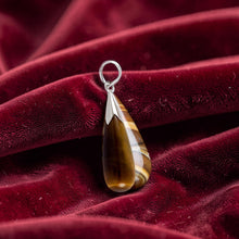 Load image into Gallery viewer, Brown Tiger’s Eye Raindrop Sterling Silver Pendant