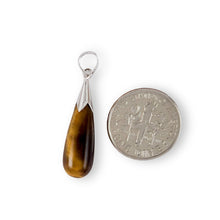 Load image into Gallery viewer, Brown Tiger’s Eye Raindrop Sterling Silver Pendant