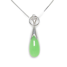 Load image into Gallery viewer, Green Jade Raindrop Sterling Silver Pendant