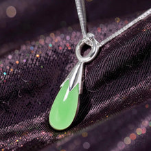 Load image into Gallery viewer, Green Jade Raindrop Sterling Silver Pendant
