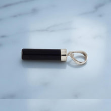 Load image into Gallery viewer, Black Onyx Tube Pendant with Plumeria Bale