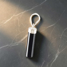 Load image into Gallery viewer, Black Onyx Tube Pendant with Plumeria Bale