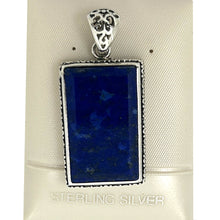 Load image into Gallery viewer, 9220077-Solid-Sterling-Silver-Genuine-Blue-Lapis-Lazuli-Pendant-Necklace