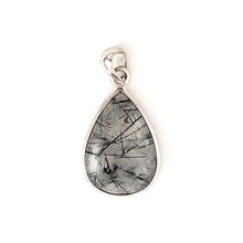 Load image into Gallery viewer, Silver .925 Black Rutilated Quartz Raindrop Pendant