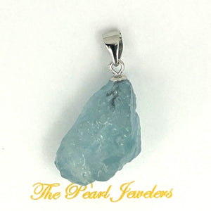 9220140B Baroque Rough Aquamarine Handcrafted 925 Sterling Silver Pendant