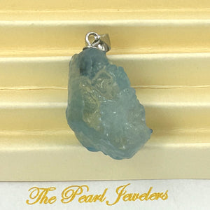 9220140B Baroque Rough Aquamarine Handcrafted 925 Sterling Silver Pendant