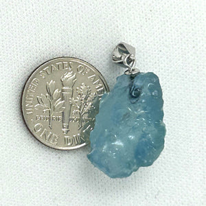 9220140B Baroque Rough Aquamarine Handcrafted 925 Sterling Silver Pendant