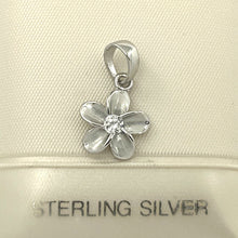 Load image into Gallery viewer, 9230040-Sterling-Silver-925-Hawaiian-Traditional-Plumeria-Cubic-Zirconia-Pendant