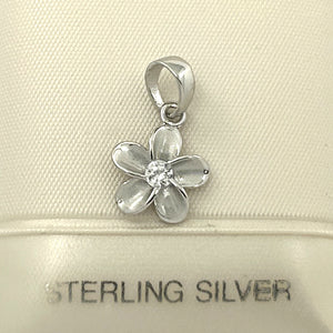 9230040-Sterling-Silver-925-Hawaiian-Traditional-Plumeria-Cubic-Zirconia-Pendant