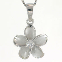 Load image into Gallery viewer, 9230040-Sterling-Silver-925-Hawaiian-Traditional-Plumeria-Cubic-Zirconia-Pendant