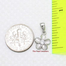 Load image into Gallery viewer, 9230040-Sterling-Silver-925-Hawaiian-Traditional-Plumeria-Cubic-Zirconia-Pendant