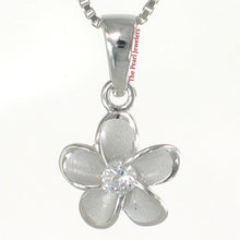 Load image into Gallery viewer, 9230040-Sterling-Silver-925-Hawaiian-Traditional-Plumeria-Cubic-Zirconia-Pendant