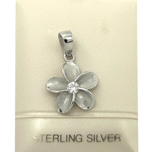 Load image into Gallery viewer, 9230050-Solid-Sterling-Silver-Hawaiian-Plumeria-Cubic-Zirconia-Pendant