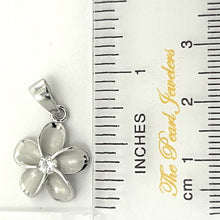 Load image into Gallery viewer, 9230050-Solid-Sterling-Silver-Hawaiian-Plumeria-Cubic-Zirconia-Pendant