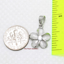 Load image into Gallery viewer, 9230050-Solid-Sterling-Silver-Hawaiian-Plumeria-Cubic-Zirconia-Pendant