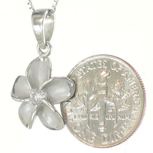 Load image into Gallery viewer, 9230050-Solid-Sterling-Silver-Hawaiian-Plumeria-Cubic-Zirconia-Pendant