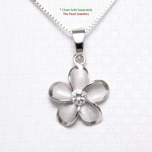 Load image into Gallery viewer, 9230050-Solid-Sterling-Silver-Hawaiian-Plumeria-Cubic-Zirconia-Pendant